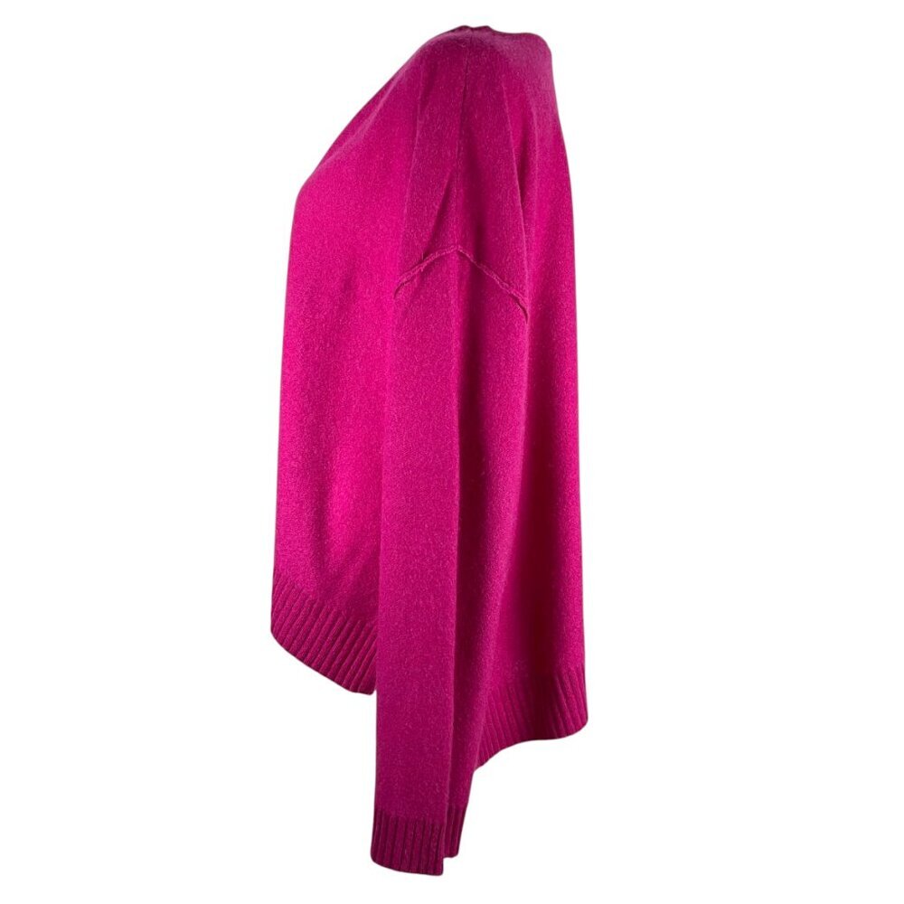 Pilcro 100% Cashmere Pink Oversized Split Neck Sweater Large Soft Luxe - Picture 3 of 11
